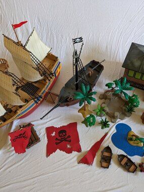 Playmobil Pirate Ships and Cottage Lot